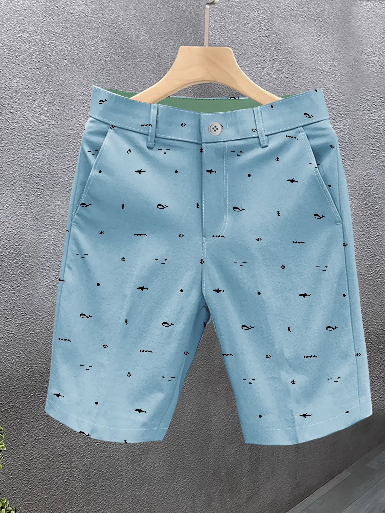 Men's Fitted Casual Shorts - New Summer Menswear, Natural Breathable Cotton Blend Fabric, Visually Refreshing Versatile Style, Pull-On Fasten Design, Breathable Fabric, Casual Street Shorts, Fashion Shorts Blue Soft