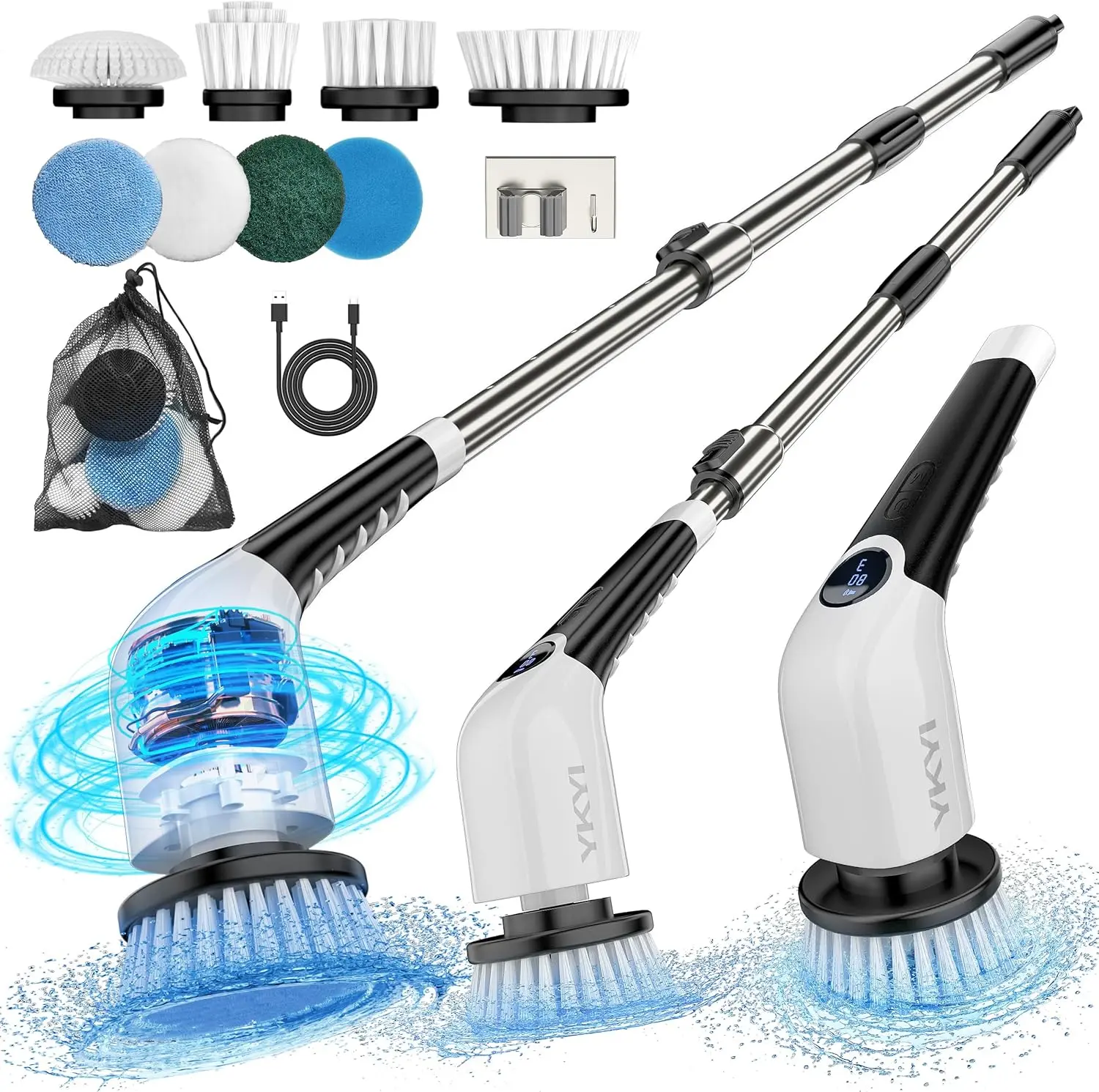 [Tiktok Made Me Buy It!]9 in 1 Electric Spin Scrubber with Interchangeable Brushes IPX7 Waterproof for Deep Cleaning Versatile Home Cleaning Tool Ideal for Multiple Tasks