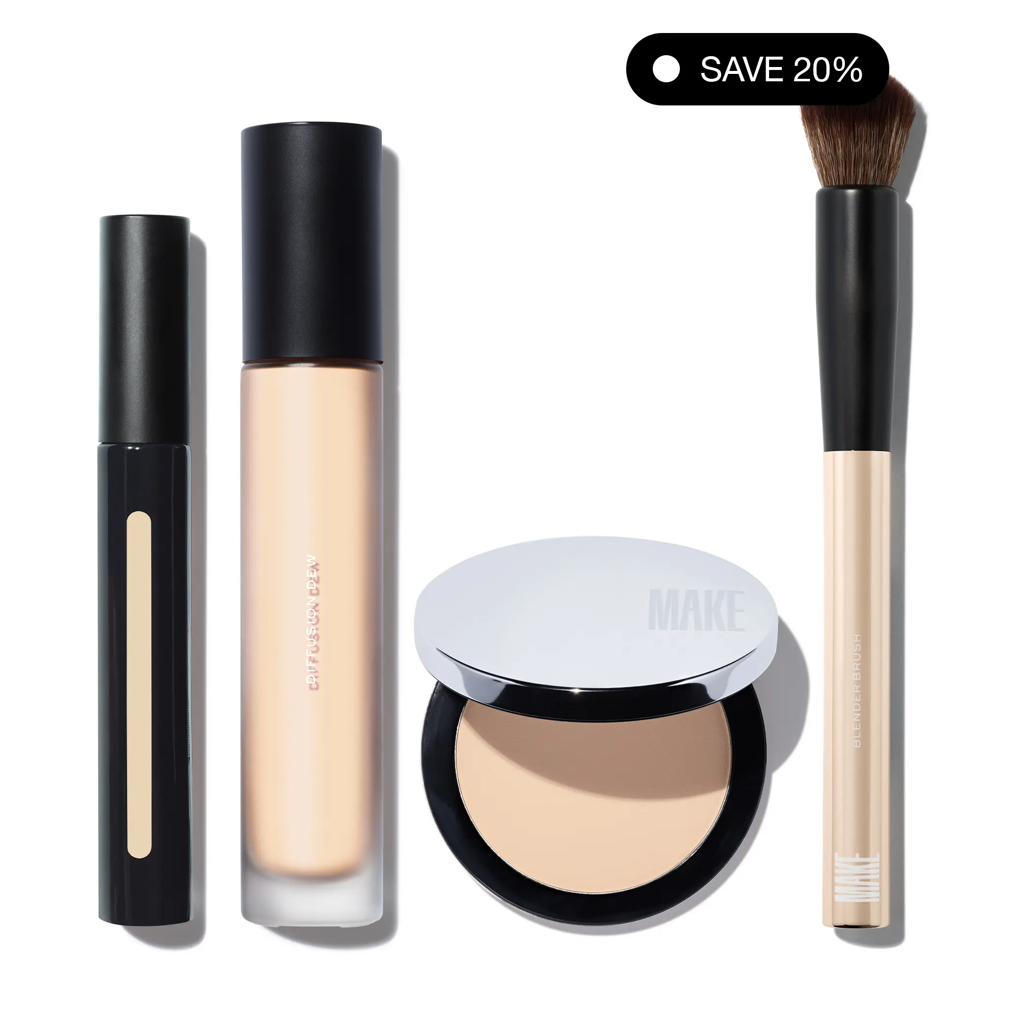 The Complete Complexion Set - Includes Skin Mimetic Concealer, Diffusion Dew Skin Tint, Diffusion Set Powder, Blending Brush