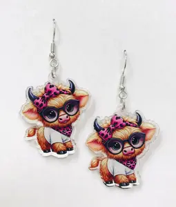 Cowboy Cow Earrings, Highland Cow Earrings