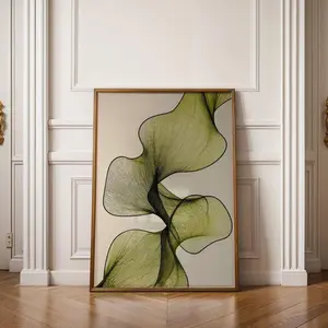 Minimalist Poster Or Canvas , Green Abstract Art Print, Japandi Wall Decor, Elegant Gallery Wall Art | Frameless Poster S