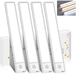 Under Cabinet Lights 4 Pack - Closet Lights with LED Motion Sensor Indoor, USB Rechargeable Night Lights with 3 Color Temps, Dimmable Lights for Home Decor, Kitchen, Kids Room Nursery and Travel Use, Perfect for Sleep and Relaxation, New Year's Day Lights