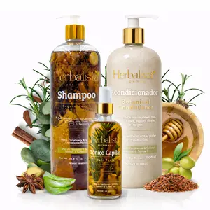 Herbalista Viral 3 Pack Herbal Hair Care Bundle – Shampoo + Conditioner 1000ml (33.8 fl oz) Each  + Hair Tonic 250ml – With Real Botanicals – Paquete de 3 Piezas Shampoo + Acondicionador + Tonico Capilar – 100% Natural & Handcrafted