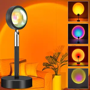 Sunset Lamp Projector Rainbow Projection Lamp Romantic LED Sunset Projection Light for Party Photo Vlog Background Bedroom 16 Colors