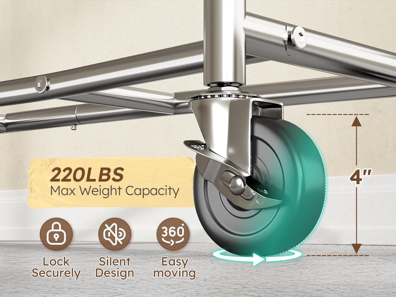 BePatio Clothing Rack for Drying, Extendable & Height Adjustable Coat Clothing Rack with 4 Hooks for Bedroom,Laundry,Outdoor,Clothing Store, Clothes Racks for Closet Holds Up to 220LBS,Portable Rolling Garment Rack with Lockable Wheels BePatio Clothing Rack for Drying, Extendable & Height Adjustable Coat Clothing Rack with 4 Hooks for Bedroom,Laundry,Outdoor,Clothing Store, Clothes Racks for Closet Holds Up to 220LBS,Portable Rolling Garment Rack with Lockable Wheels