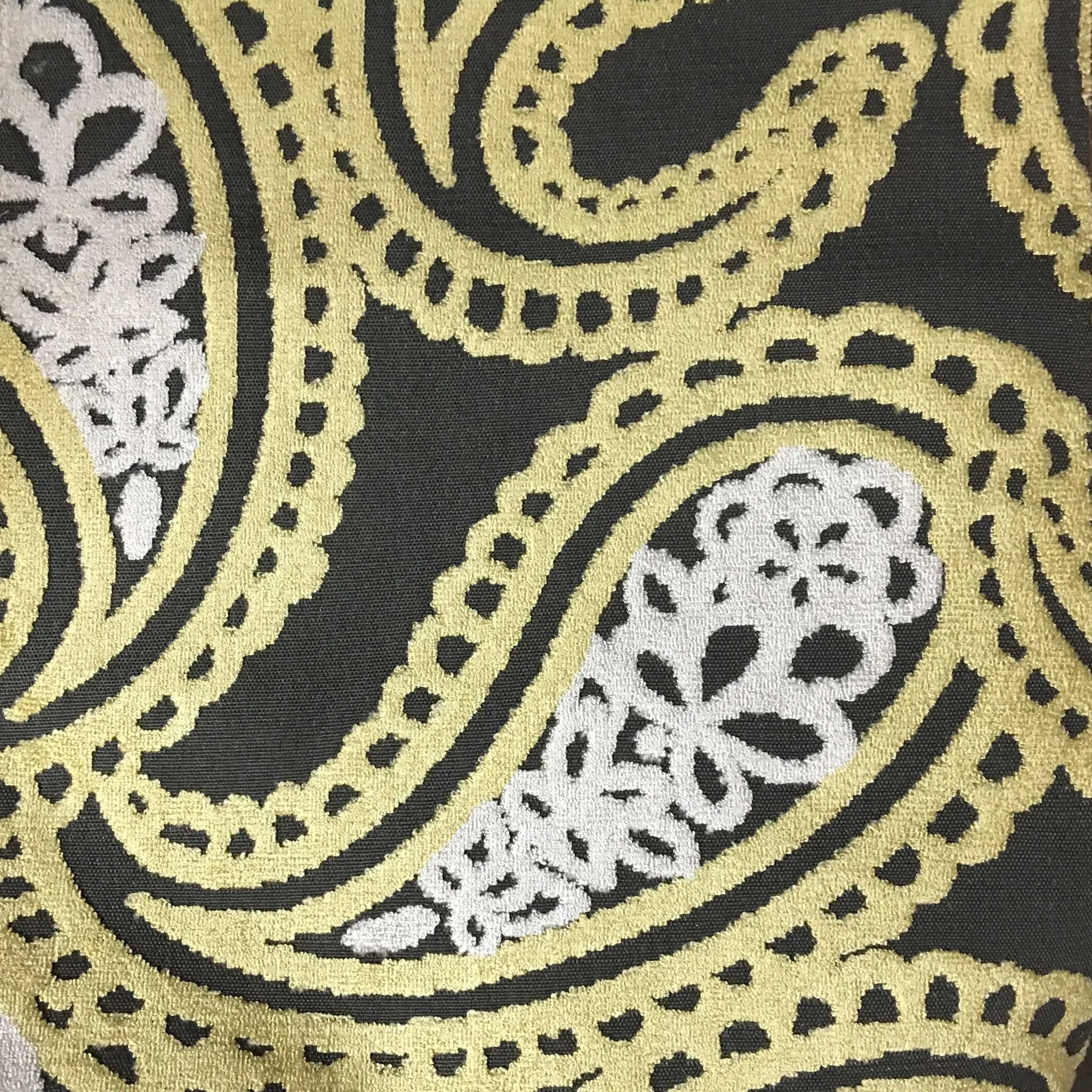 PIPPA - BOLD PAISLEY DESIGN CUT VELVET UPHOLSTERY FABRIC BY THE YARD