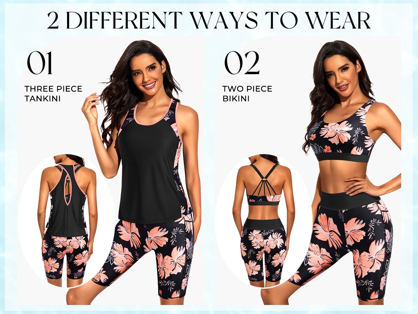 Tempt Me Women Three Piece Tankini Swimsuits - Athletic Bathing Suits Swim Tank Top with Boy Shorts and Bra Modest Swimwear Tempt Me Women Three Piece Tankini Swimsuits - Athletic Bathing Suits Swim Tank Top with Boy Shorts and Bra Modest Swimwear
