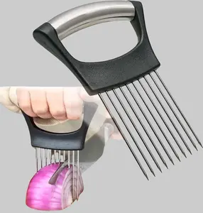 Stainless Steel Onion Holder for Slicing,Onion Slicer Holder,Onion Cutter for Slicing of Onions,Tomatoes,Avocados,Eggs and Other Vegetables,KItchen Utensils