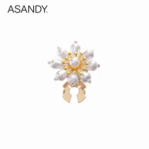 ASANDY Luxury Floral Cufflinks - Pearl & Crystal Embellished Sleeve Buttons | Elegant Accessories for Blouses, Dresses & Blazers