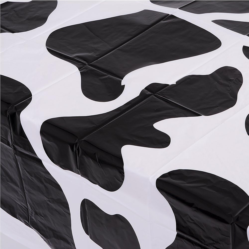 Cow print tablecloth (pack of 6 pieces) 54 x 72 inch farm animal themed party tablecloth, birthday party supplies, and picnic table cover (black and white) Cow print tablecloth (pack of 6 pieces) 54 x 72 inch farm animal themed party tablecloth, birthday party supplies, and picnic table cover (black and white)