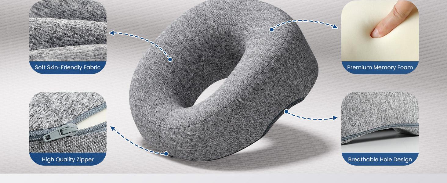 Benazcap Face Down Pillow for Massage Table Memory Foam for Prone Down Sleeping BBL Pillow After Eye Surgery Vitrectomy Recovery Face Cradle Massage Headrest for Bed Gray