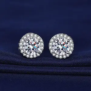 Round cubic zirconia stud earrings, post style, hypoallergenic cut stud earrings, suitable for women and men.