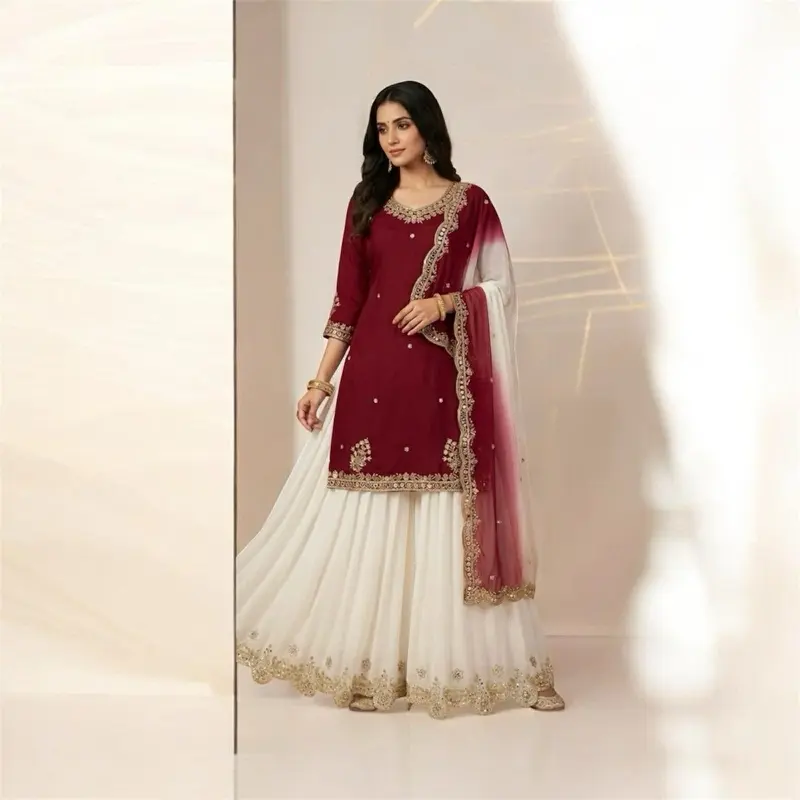 French crape garara suit party wear simple elegant look