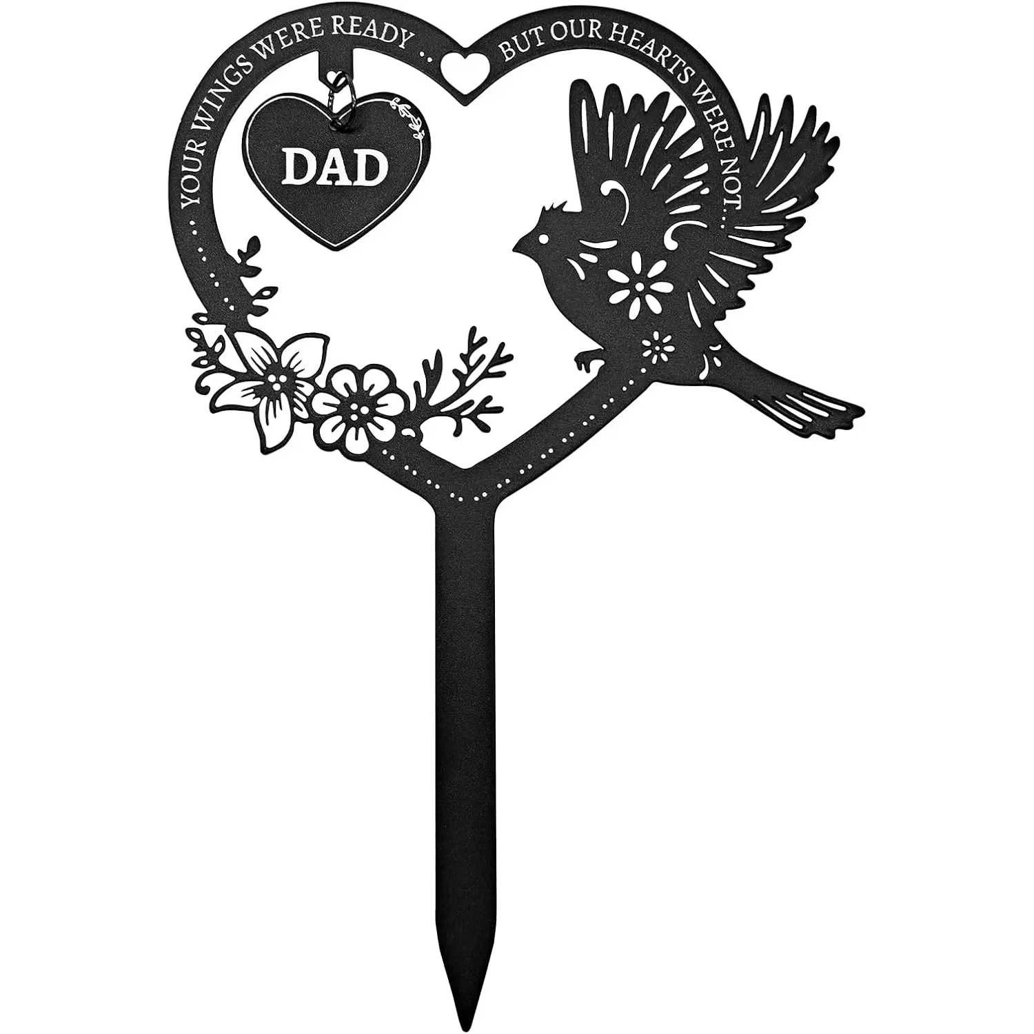 Grave Decorations for Cemetery, Dad Memorial Grave Marker, Heart Metal Plaque Stake for Grave and Gravesite, Weather-Resistant Outdoor Remembrance Decor