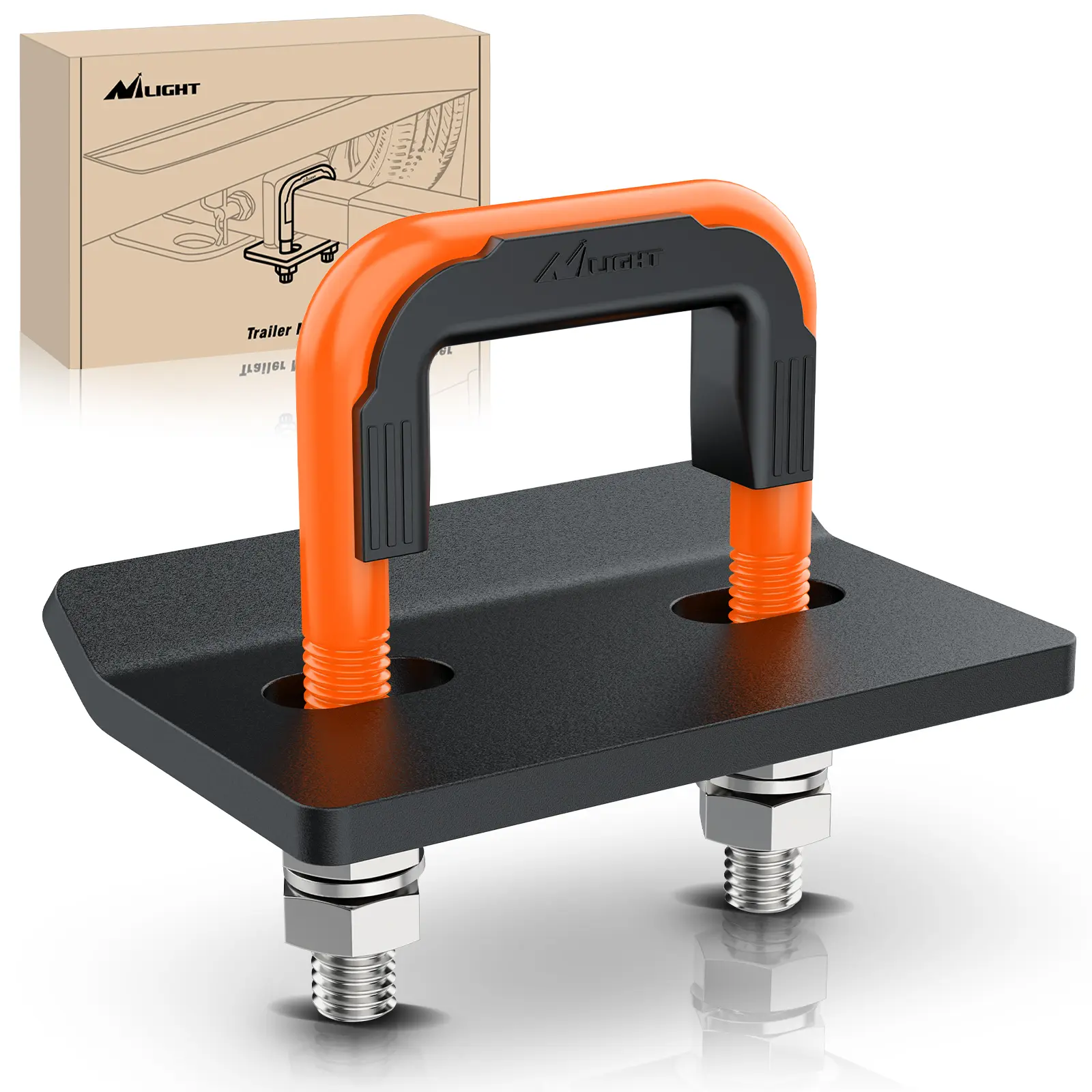Nilight Trailer Hitch Tightener for 2 Inch Trailers Hitches Mount Anti Rattle Heavy Duty Steel with Rubber Cover Orange U Bolt Matte Black Plate Electrophoresis Anti-Rust Triple Protective Boating Accessories Boat Fenders, Double Nut Design, Galvanize And