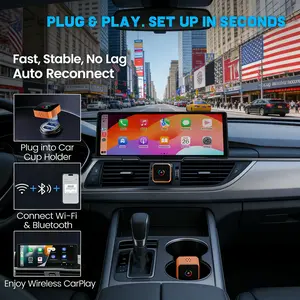 2026 NEW Wireless CarPlay & Android Auto Adapter 2026– Plug & Play, Fast Auto-Reconnect,Wired to Wireless Carplay Adapter (Do Not Support Vehicles with Built-in Wireless CarPlay)