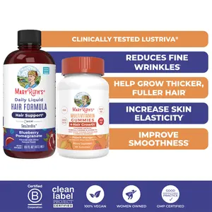 MaryRuth's Daily Liquid Hair & Multivitamin + Hair Growth Gummies Bundle - Daily Liquid Hair Formula 16 oz - Multivitamin + Hair Growth Gummies 60 ct