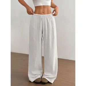 Women's Super Low Waist Casual Organic Cotton Straight Leg Pants
