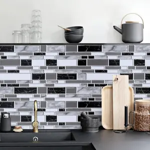 Peel and Stick Backsplash Wallpaper 17.7inch x 118.1inch Waterproof Vinyl Tile Contact Paper for Kitchen & Bathroom Countertops