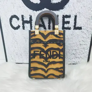 Pre-owned FENDI Canvas Shoulder Bags Sunshine Mini Color Blocked Printed Fabric Tote Bag