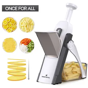 【ONCE FOR ALL】Upgrade Safe Mandoline Slicer, Vegetable Chopper, Potato Slicer 4 Modes Adjustable Thickness Food Cutter, Kitchen Chopping Artifact (6 in 1 Green)