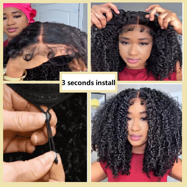 [Free Upgraded 7x6 Lace] MENGLLE 4C Baby Hair Kinky Curly 7x6 Pre Cut Lace Front Wig Wear and Go Glueless 200%/250% Density Human Hair Wigs Beginner Friendly#springfresh#GiftedInLove