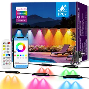 DREAMLAND Smart Outdoor Fence Lights 50FT with 8 LED Lights,24V RGB Deck Lights IP67 Waterproof with with Remote and APP Control Wifi Led Lights,Hanging Lights for for Porch, Deck, Garden, Backyard, Patio, Outside Spaces tiktokshopspringglowup summervibes