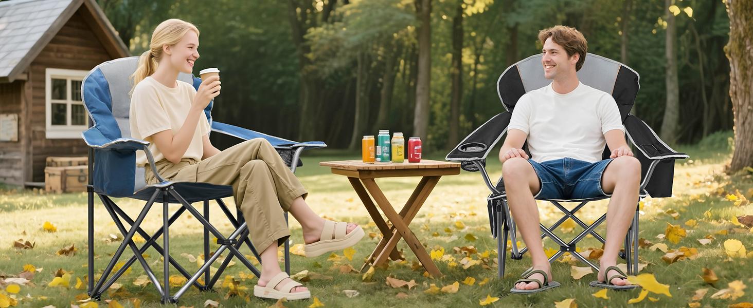 Folding Camping Chairs, Outdoor Collapsible Padded Chairs with Cup Holder Cooler Bag, Heavy Duty Portable Camping Chair for Garden Beach Fishing Sports Folding Camping Chairs, Outdoor Collapsible Padded Chairs with Cup Holder Cooler Bag, Heavy Duty Portable Camping Chair for Garden Beach Fishing Sports