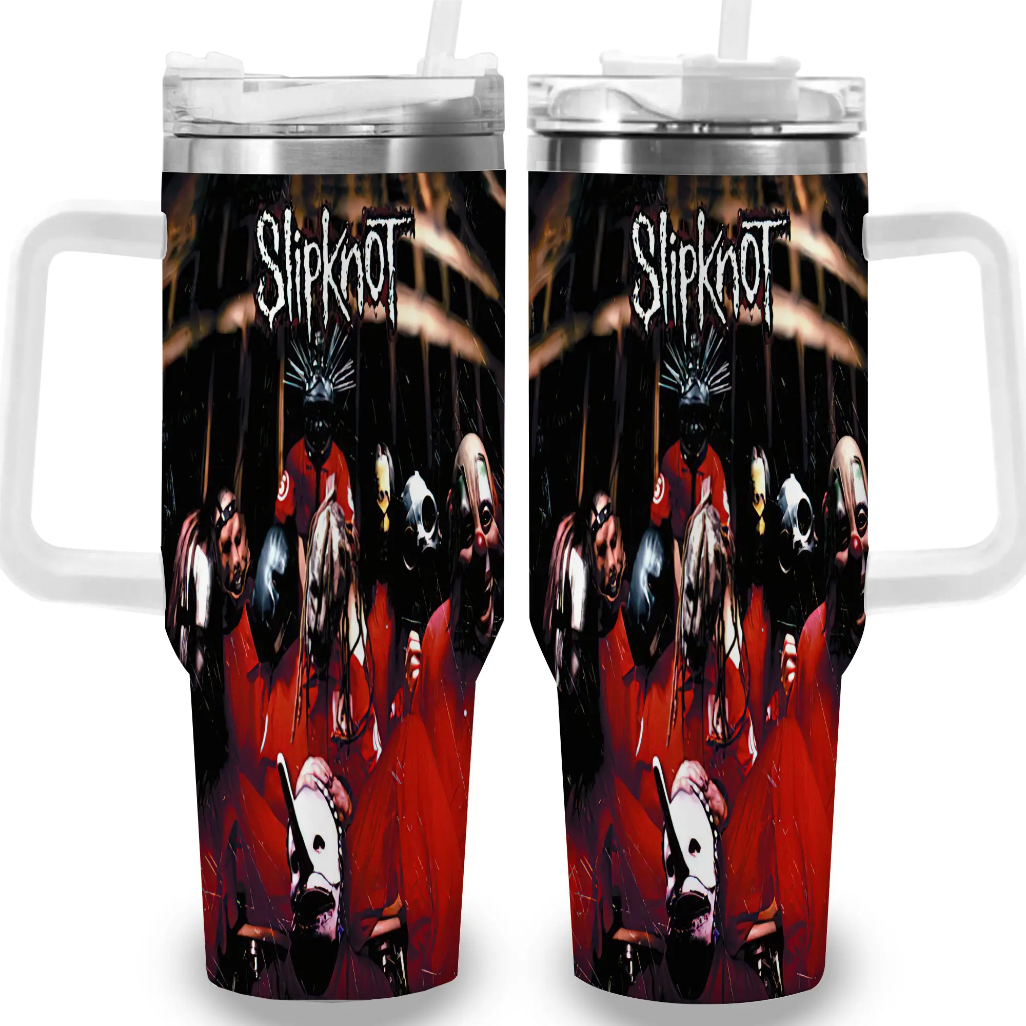 1pc 40oz Slipknot Band Insulated Travel Tumbler with Lid, Vacuum Flask Coffee Cup, Unique Gift for Men Women, Ideal for Halloween Celebrations, Flasks, Portable
