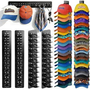 4 Pack Hat Organizer for Baseball Caps, Detachable DIY Hat Rack for Wall Hat Holder Hold up to 44 Hats, Baseball Cap Organizer on Wall Cap Holder Decoration Hat Hangers for Wall Closet Door Bedroom, Black Hat Storage for Men Multilayer Display Ideas