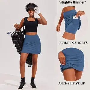 Summer golf yoga stretch tennis skirt (both pocketless and pocketed versions), inner shorts with anti-slip lining, lightweight and elastic, suitable for running and yoga, small and lightweight size