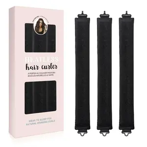 Overnight Heatless Hair Curler Blowout Rods Jumbo, Heatless Curls Satin Jumbo Flexi Rods to Sleep in,Soft Heatless Rod for All Hair Types,No Heat Overnight Sleeping Curls Styling Tools （Black）