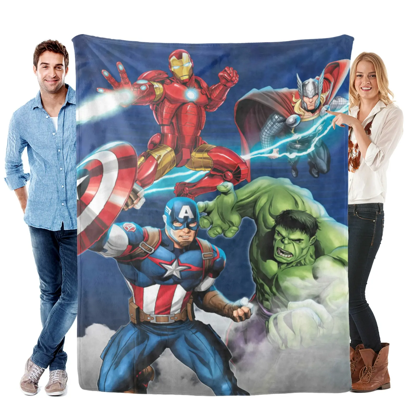 [SummerVibes] Marvel Avengers Assemble Flannel Throw Blanket, Oversized Plush And Soft, Wrinkle Resistant, Great Summer Gift For Fans