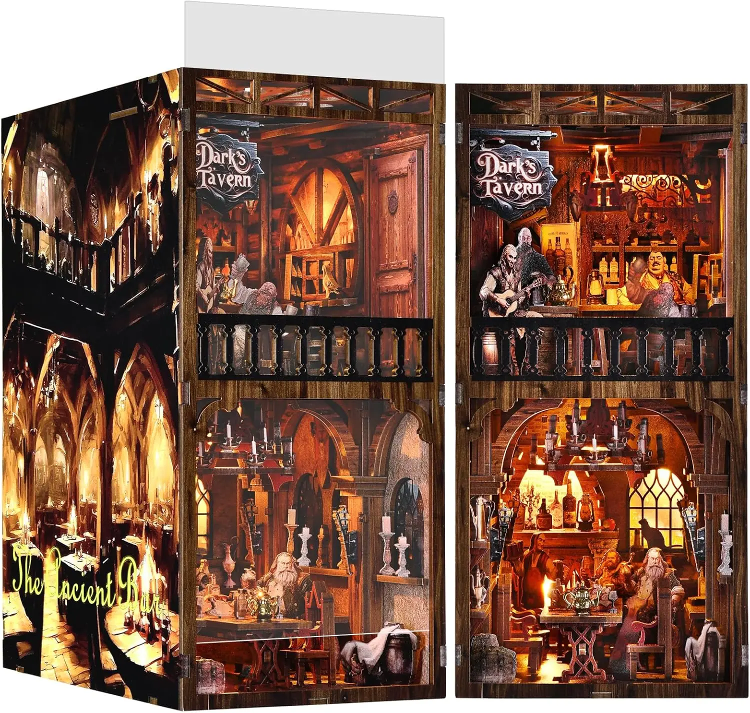 ETKVR YM08 Book Nook Kit, DIY Miniature Dollhouse Kit for Adults and Teens, Booknook Tiny House Kit Bookshelf Decoration 3D Wooden Puzzle Bookend