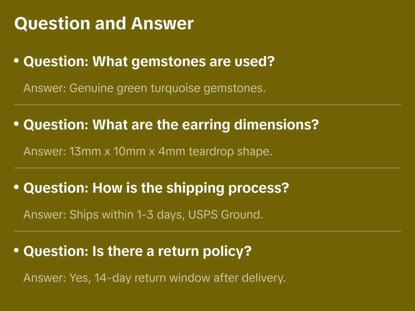 Natural Green Turquoise Teardrop-shaped Drop Earrings, Genuine Gemstones, Daily Earrings