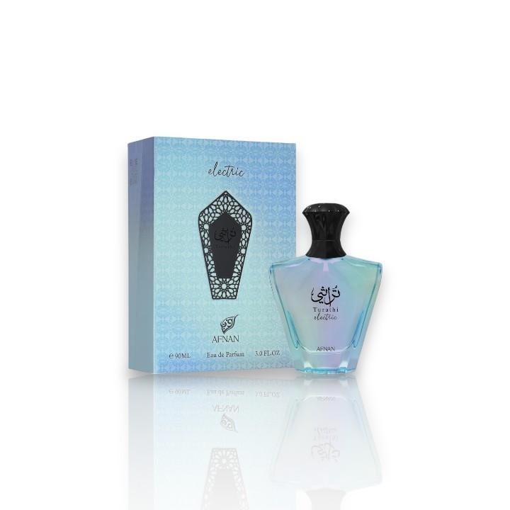 Afnan | Turathi Electric | Eau De Parfum | 90 ml - 3.0 oz | Unisex Fragrance | Woody - Amber, Warm, Spicy & Musky Notes