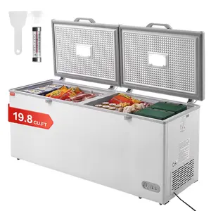 【Summervibes】VEVOR Chest Freezer,  , 19.8 Cu.ft / 561 L Large Deep Freezer with Split Top Double Locking Lids, Freestanding Commercial Chest Freezer & 4 Removable Baskets, 7-Level Adjustable Temp, LED Light, 6 Wheels