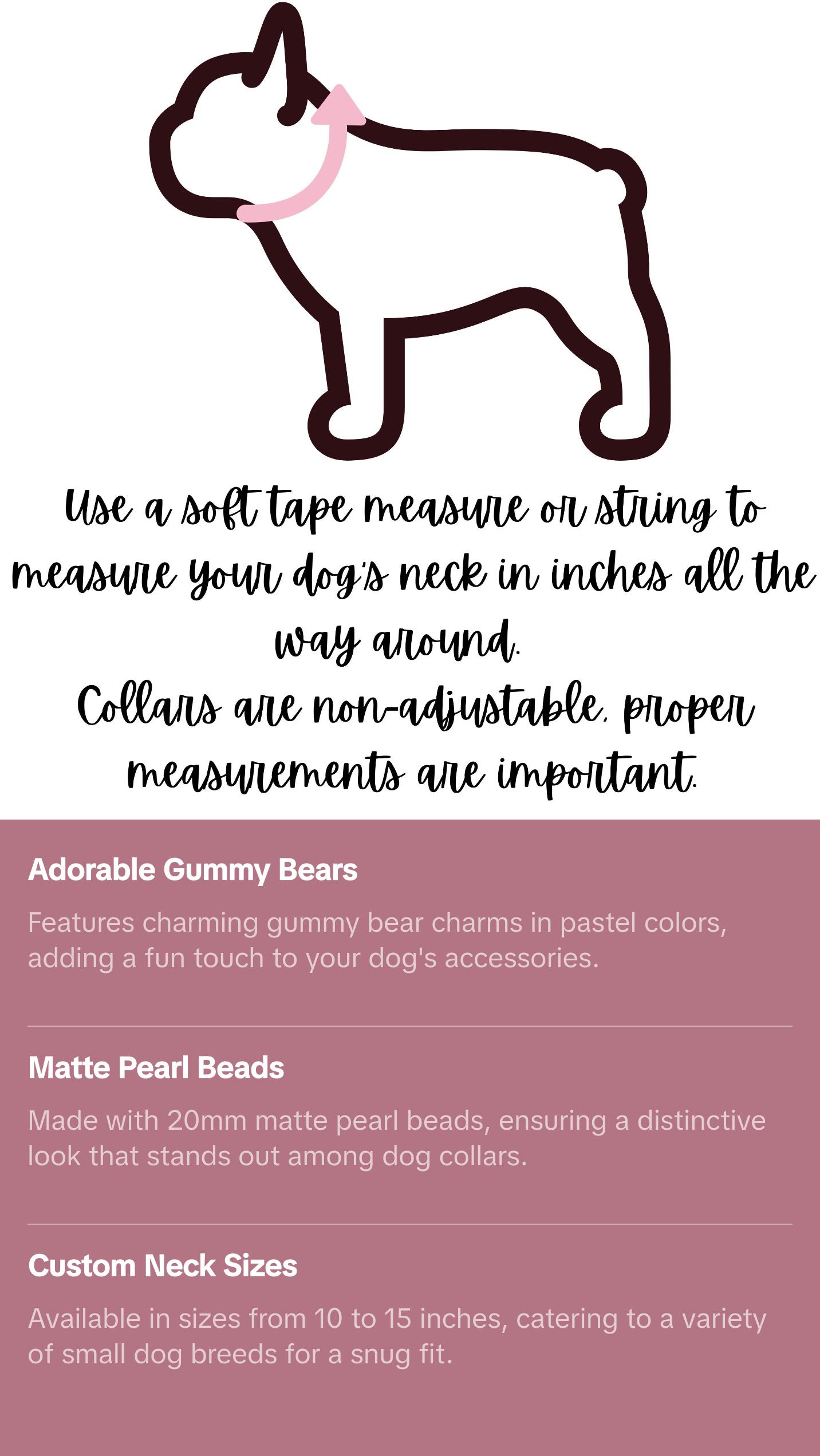 Gummy Bear Beaded Dog Collar | Durable Dog Necklace | Pastel Candy Colors Bead Collar | Collar Charm | Dog Pearls | Matte Pearl Collar