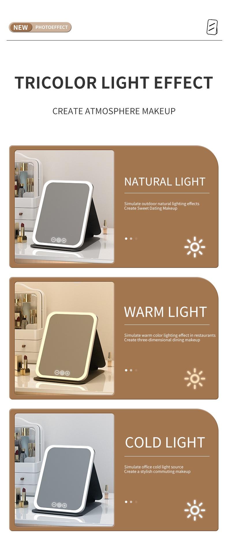 Portable LED Light Makeup Mirror,  Touch