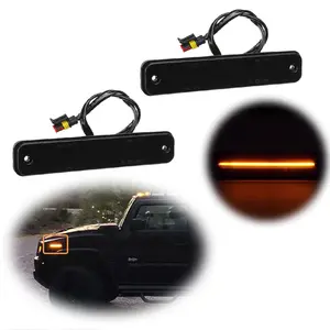 For 2003 2004 2005 2006 2007 2008 2009 Hummer H2 Front LED Amber Side Marker Signal lamps Lights Smoked,Replace OEM 25952319