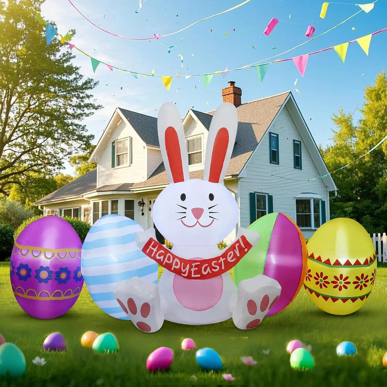 DR.DUDU Easter Inflatables Outdoor Decorations, 7 FT Long Easter Bunny with Eggs, Happy Easter Decorations, Easter Blow up Yard Decorations for Garden Lawn Holiday Party Taizhou Huangyan Yulong Arts&Crafts Co., Ltd.