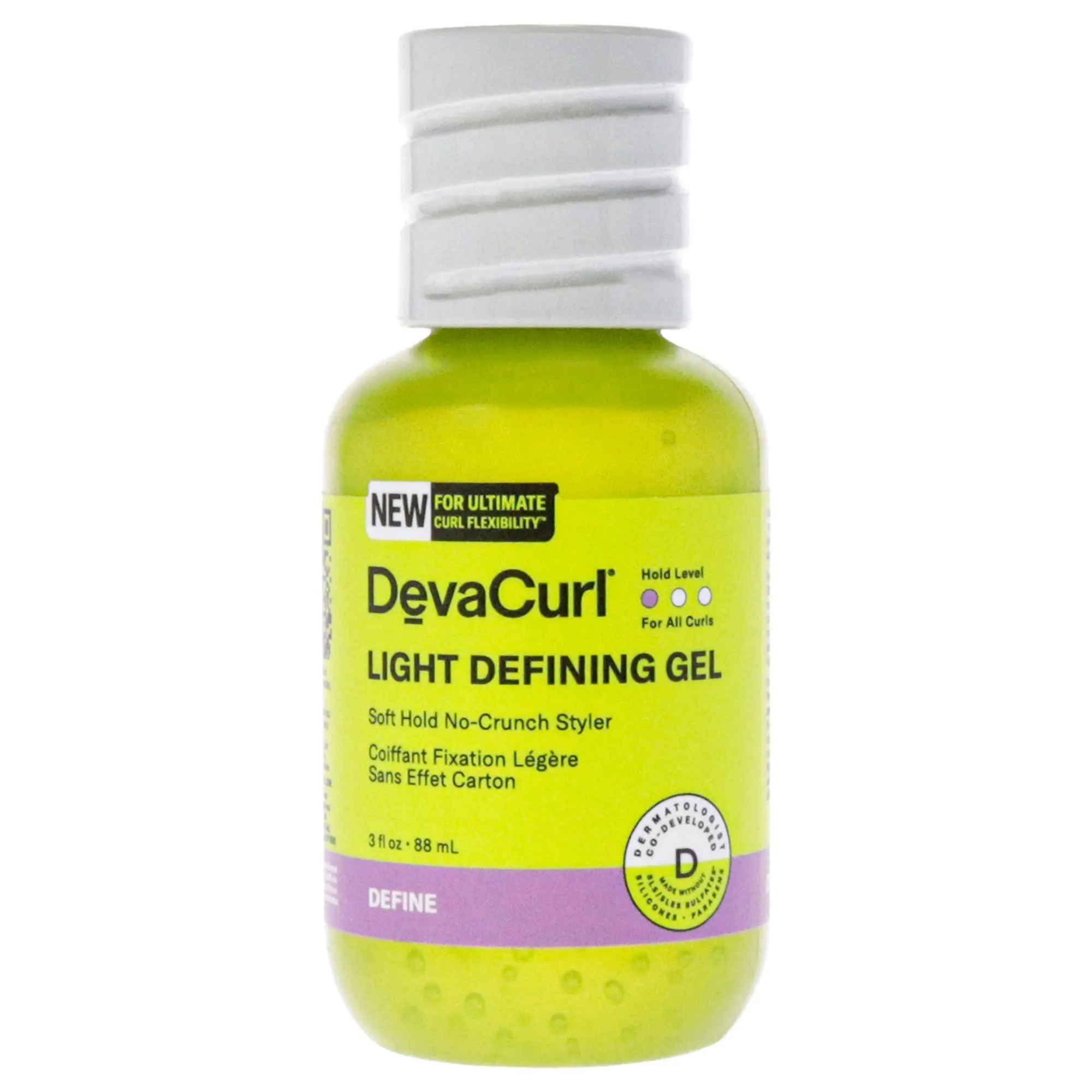 DevaCurl Light Defining Haircare Gel for Unisex - 3 oz (88ml) Bottle, Define Hair for All Curls