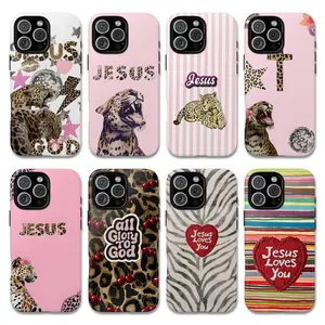 Christian Leopard Print Tough Phone Case – Elegant Faith Statement, Neutral Luxury Style for iPhone 17 16 15 14 13 12 Pro Max, Samsung S26 S25 S24 S23 Ultra, Tough Phone Case