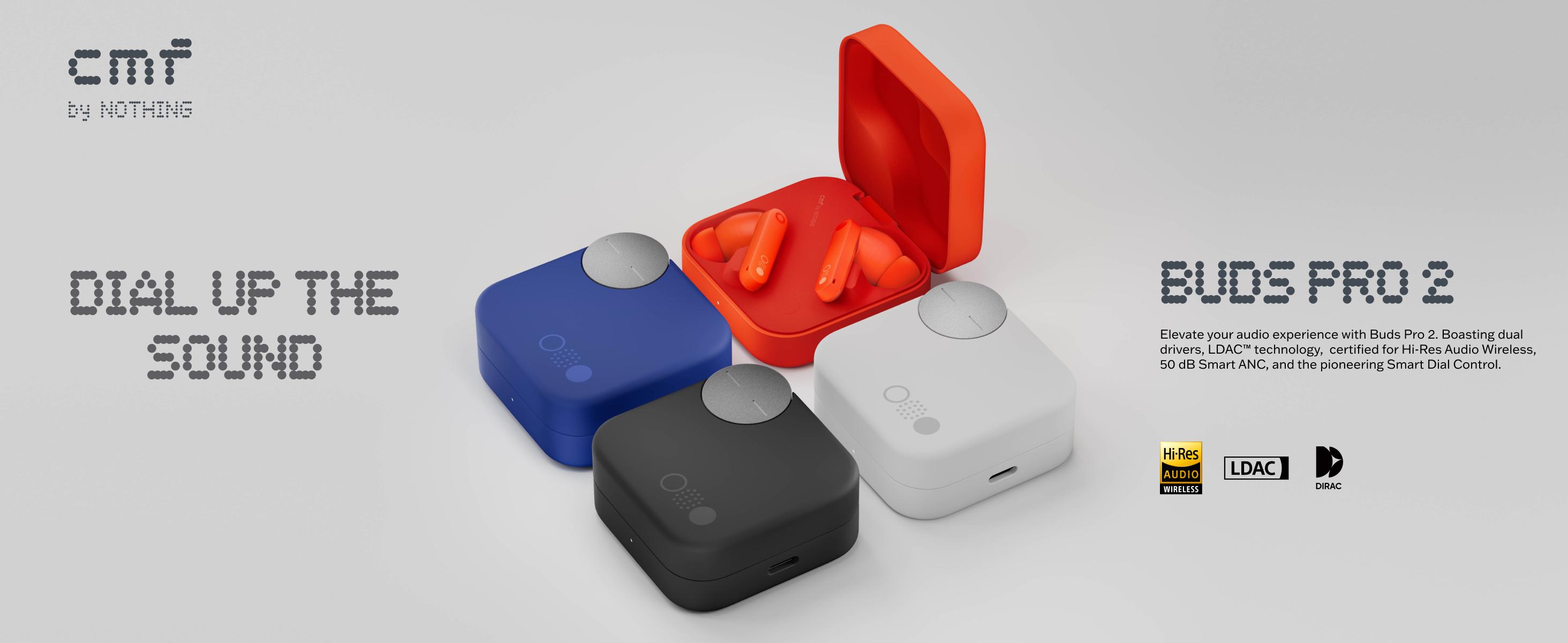 CMF Buds Pro 2 Wireless Earbuds with Adjustable Noise Cancellation, ChatGPT Integration, Hi-Res Audio with LDAC, Electronic Headset, 50 dB Hybrid Noise Cancelling, IP55 Waterproof, 43H Play Time, 6 HD Mics Headphones