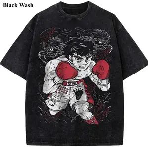 Ippo Makunouchi Boxing Vintage Wash Tee, Hajime no Ippo T-shirt, Anime Graphic Tees, Unisex Shirt, Anime Gift For Fan, Gym Workout Shirt, Menswear Womenswear Crew Neck Oversize Fit Heavy Cotton