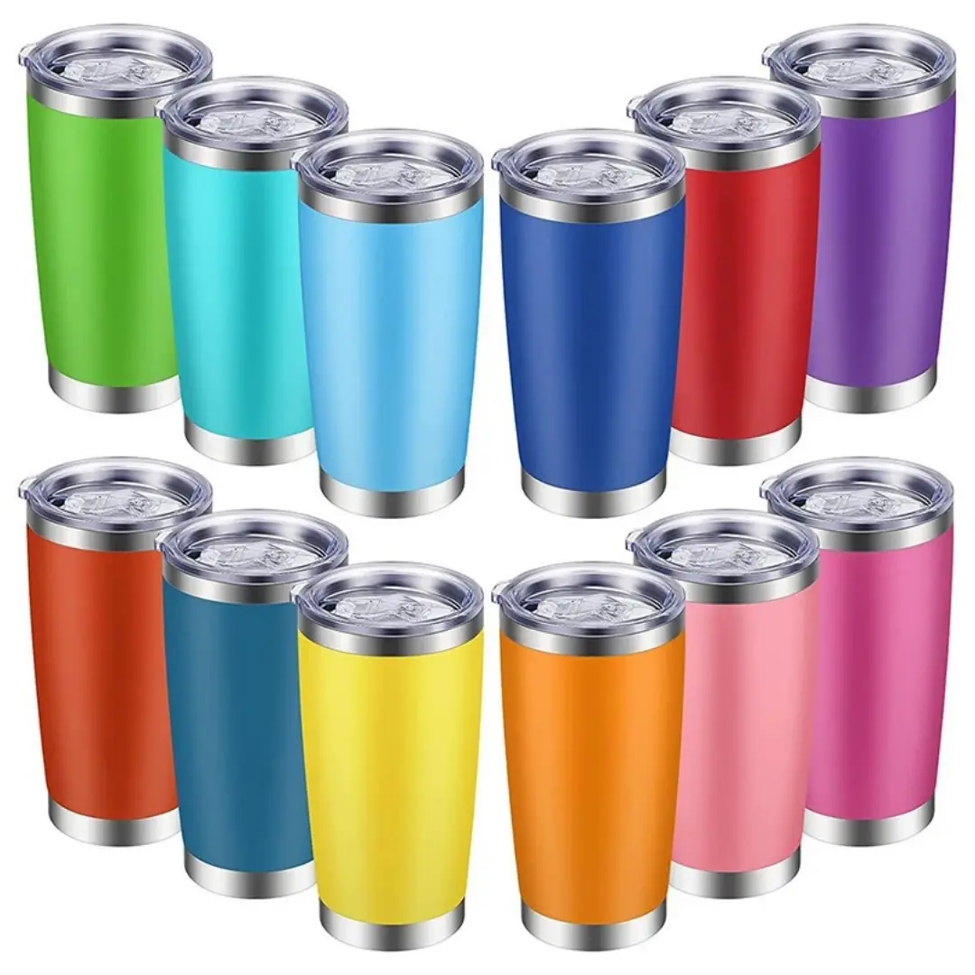 LMMAKE 1PC 20oz Portable Wide Mouth Colorful Powder-Coated Stainless Steel Vacuum Flask, Double-Wall Insulated Travel Tumbler with Lid for Hot & Cold Drinks