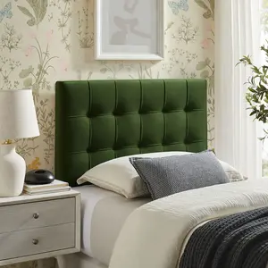 Lily Stain-Resistant Performance Velvet Twin Size Headboard in Moss Green