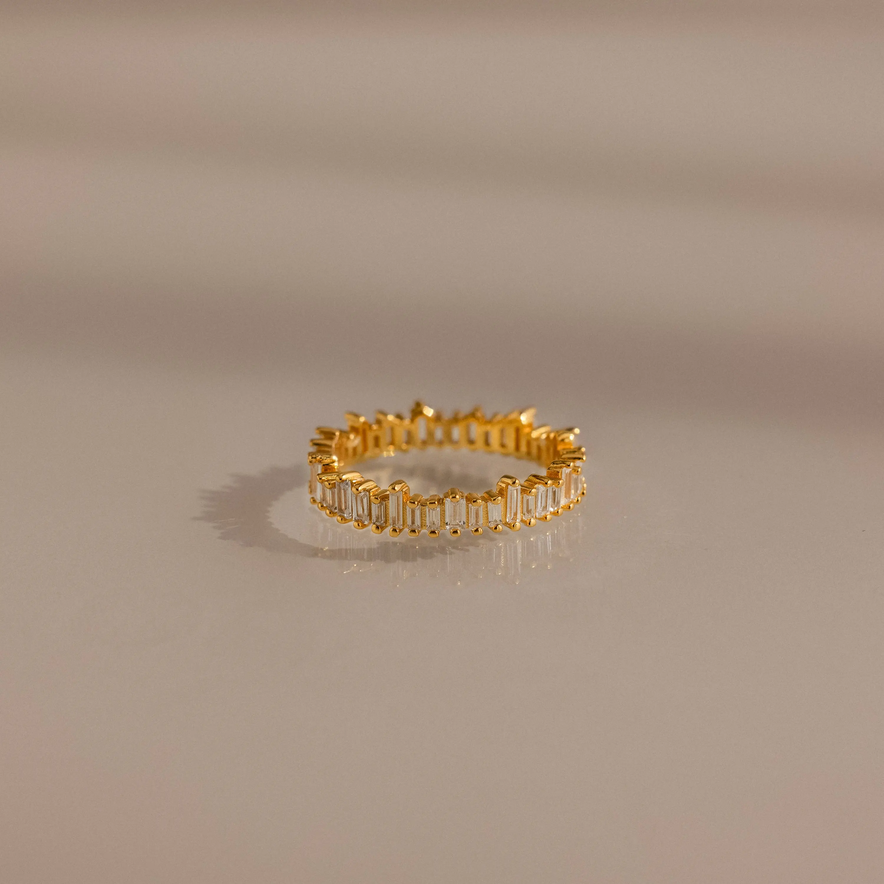 Art Deco Rhythm Ring by Caitlyn Minimalist - Vintage Baguette Diamond Chandelier Ring in Gold - Wedding Jewelry - Gift for Her