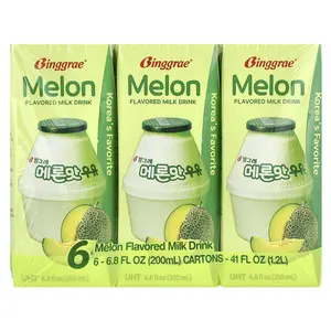 Binggrae Flavored Milk Drink, Melon , 6 Cartons, 6.8 fl oz (200 ml) Each