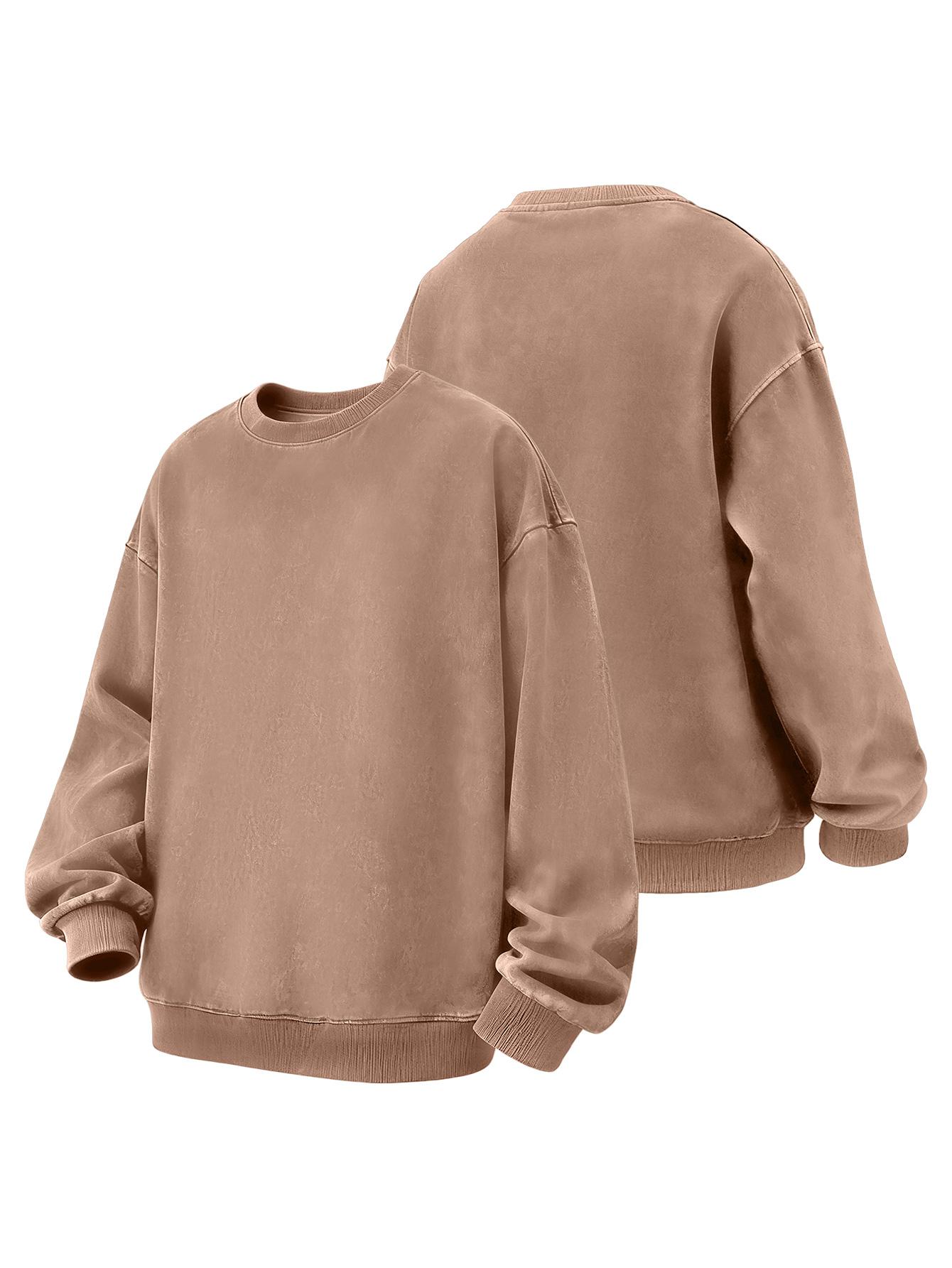 CCCMAI Men's Plain Drop Shoulder Essentials Sweatshirt Loose Fit Casual Long Sleeve Crewneck Pullover for Fall Winter Daily Wear Menswear Tops in Multiple Colors Motocross